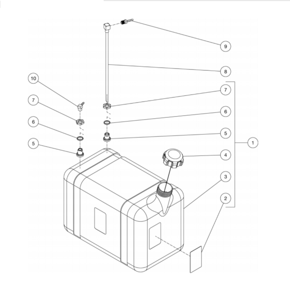 Gas Tank Diagram and Parts List for HS-3506-0MGK  Mi-T-M Pressure Washer