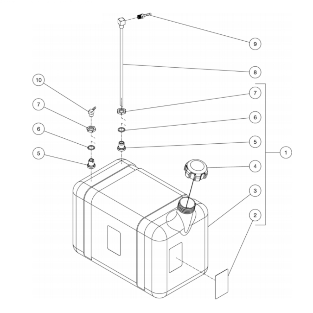 Gas Tank Diagram and Parts List for HDC-3005-0V6G  Mi-T-M Pressure Washer