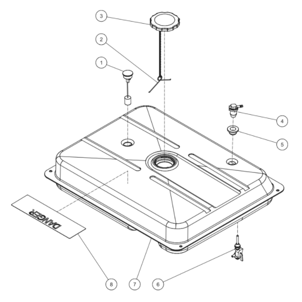 Fuel Tank Diagram and Parts List for GEN-6000-0MK0  Mi-T-M Generator