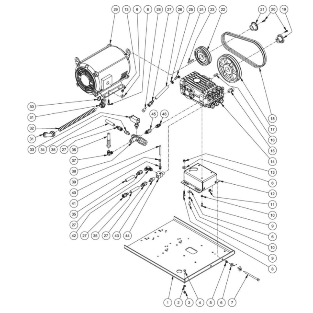 Motor/Pump Diagram and Parts List for HHS-2004-1E2A  Mi-T-M Pressure Washer