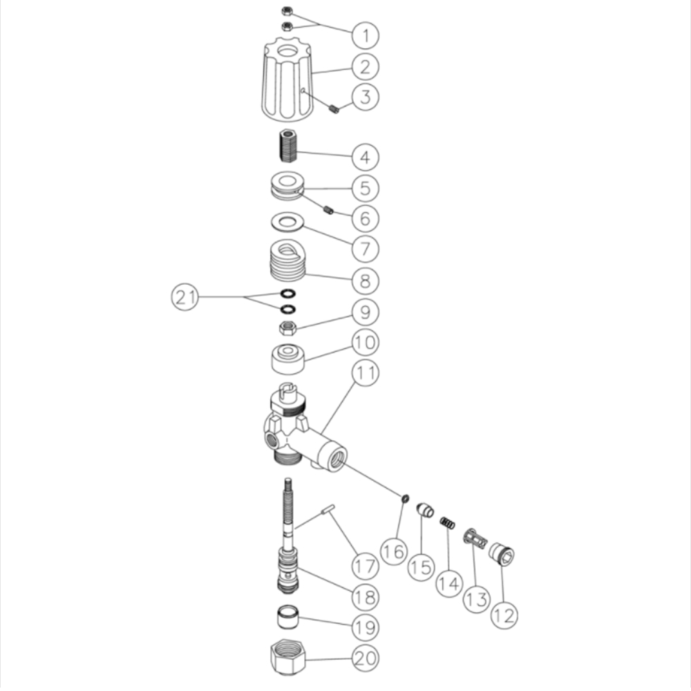 Unloader Diagram and Parts List for HHS-3004-1E3A  Mi-T-M Pressure Washer