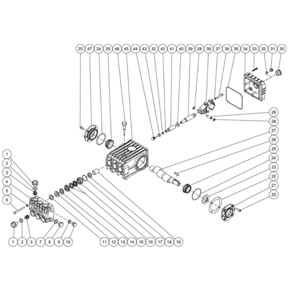 Pump Diagram and Parts List for HDS-3506-0K6G  Mi-T-M Pressure Washer
