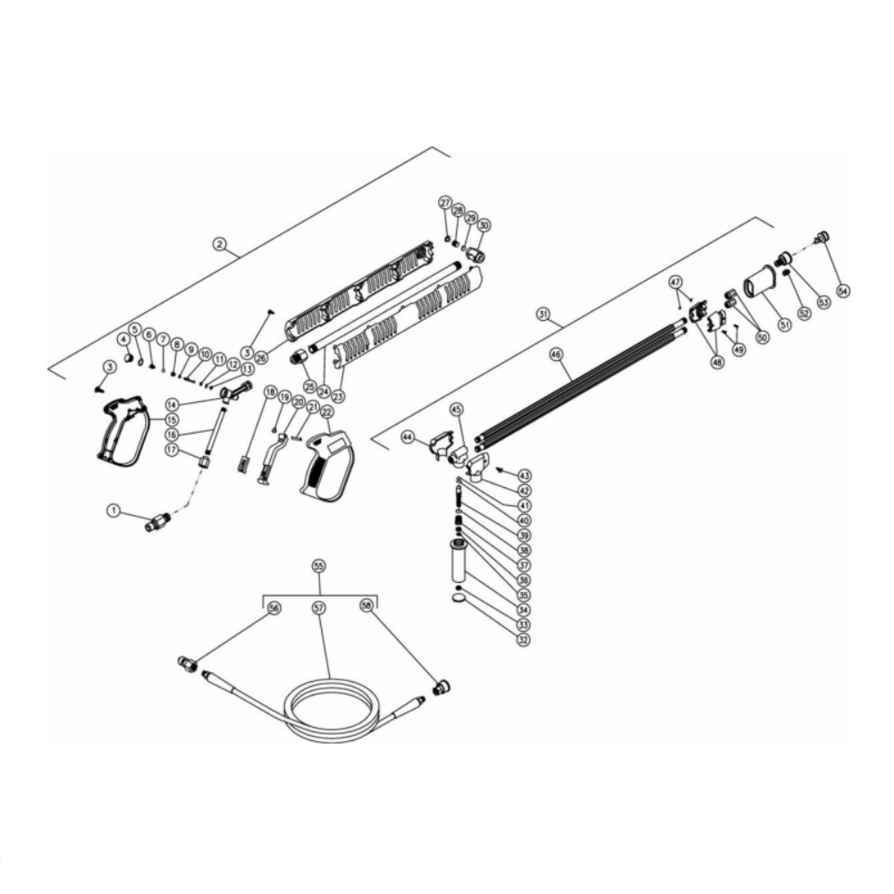 Dual Lance Diagram and Parts List for HG-2004-0M10  Mi-T-M Pressure Washer
