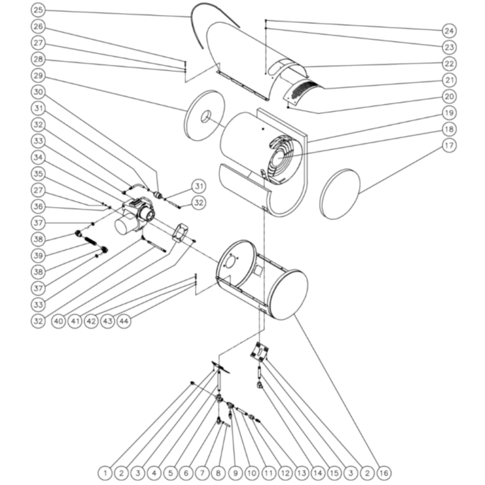 Heat Exchanger Diagram and Parts List for HHS-3004-0E3A  Mi-T-M Pressure Washer