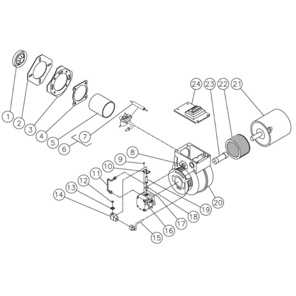 Burner Diagram and Parts List for HHS-3005-2E8G  Mi-T-M Pressure Washer