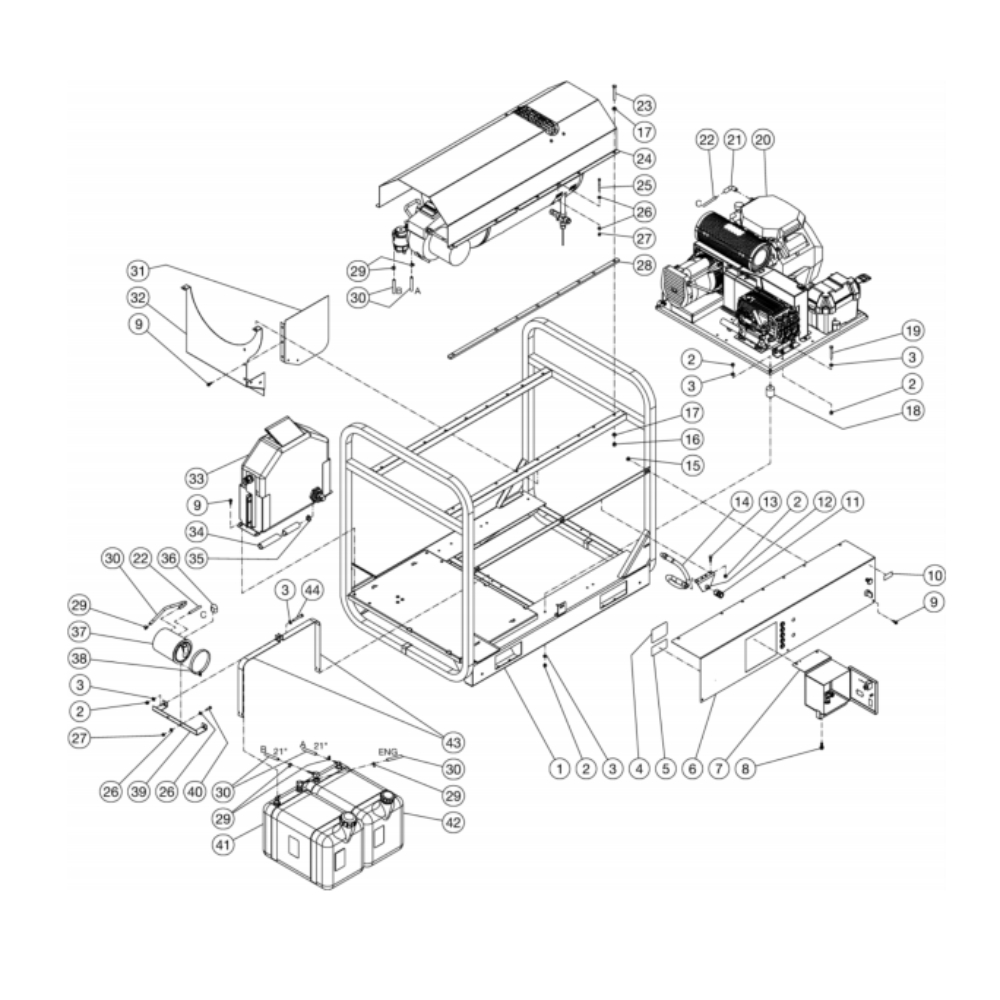 Unit Diagram and Parts List for HS-3506-0MGK  Mi-T-M Pressure Washer