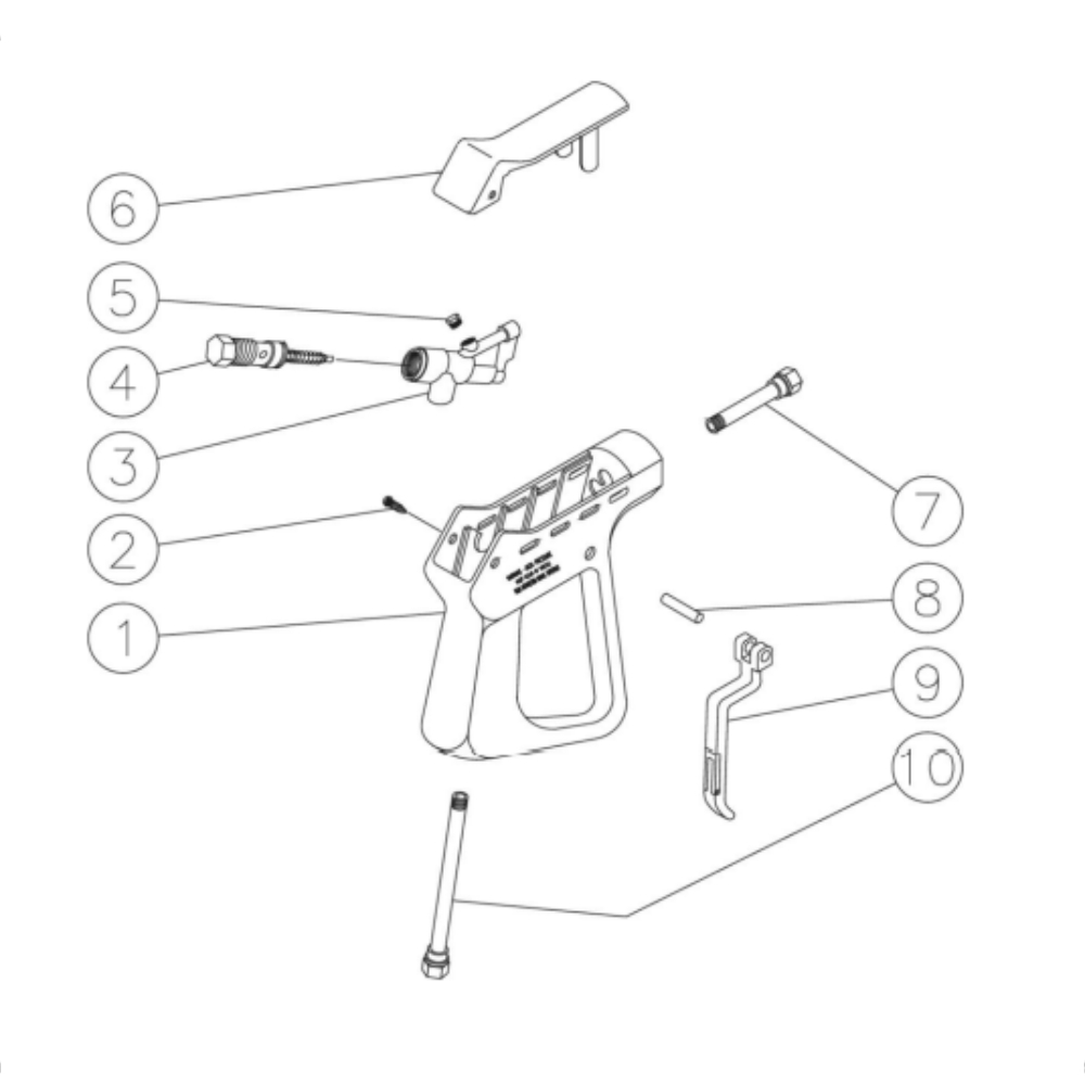 Gun Diagram and Parts List for HS-3008-0MGH  Mi-T-M Pressure Washer