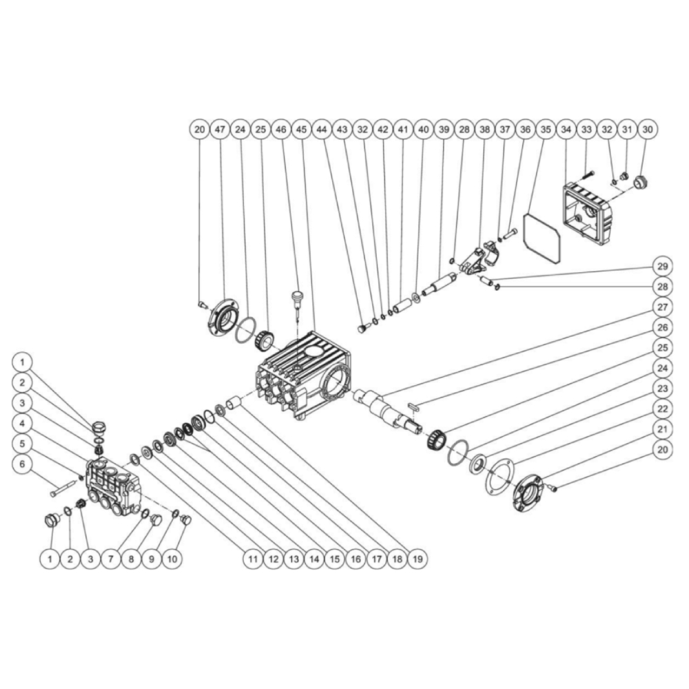 Pump Diagram and Parts List for HHS-3005-1E8G  Mi-T-M Pressure Washer