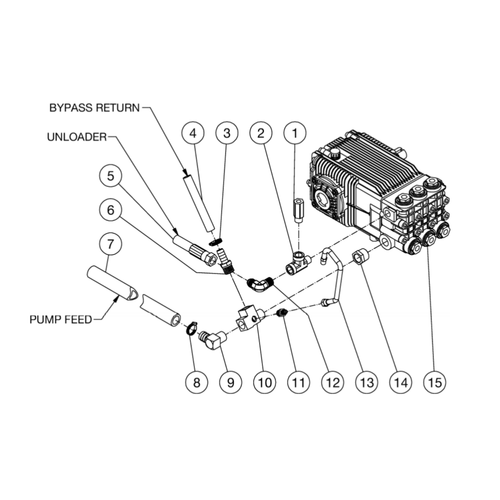 Pump Plumbing Diagram and Parts List for HS-4004-0MAH  Mi-T-M Pressure Washer