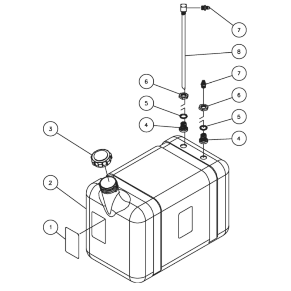 Fuel Tank Diagram and Parts List for HHS-3005-1E9A  Mi-T-M Pressure Washer