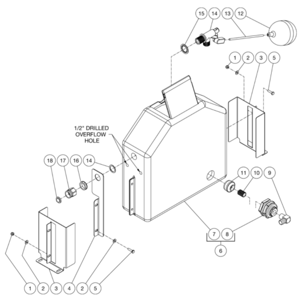 Float Tank Diagram and Parts List for HVS-3006-0R7G  Mi-T-M Pressure Washer