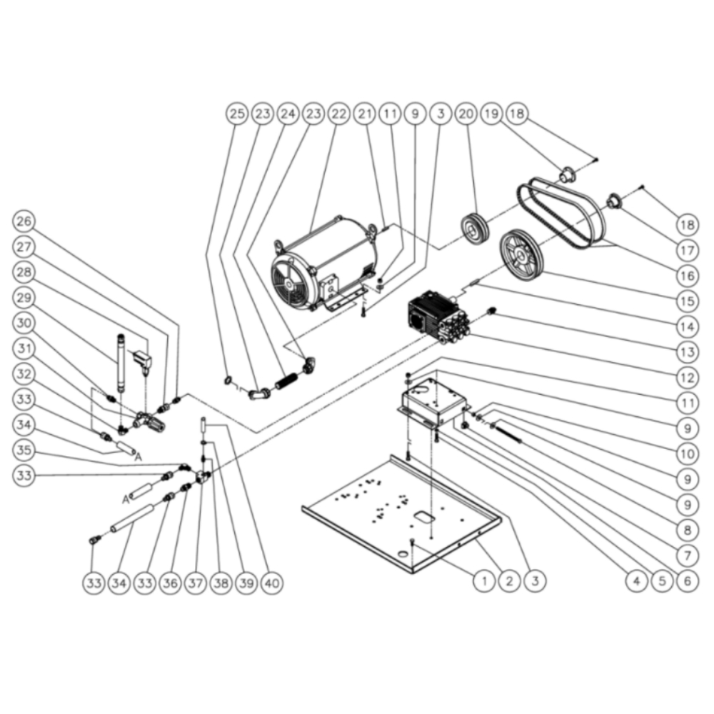 Motor/Pump Diagram and Parts List for HHS-3004-0E2A  Mi-T-M Pressure Washer