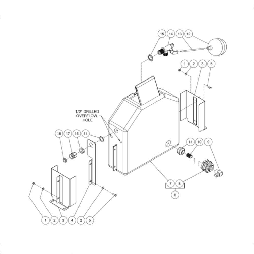 Float Tank Diagram and Parts List for HDS-4005-0H6G  Mi-T-M Pressure Washer