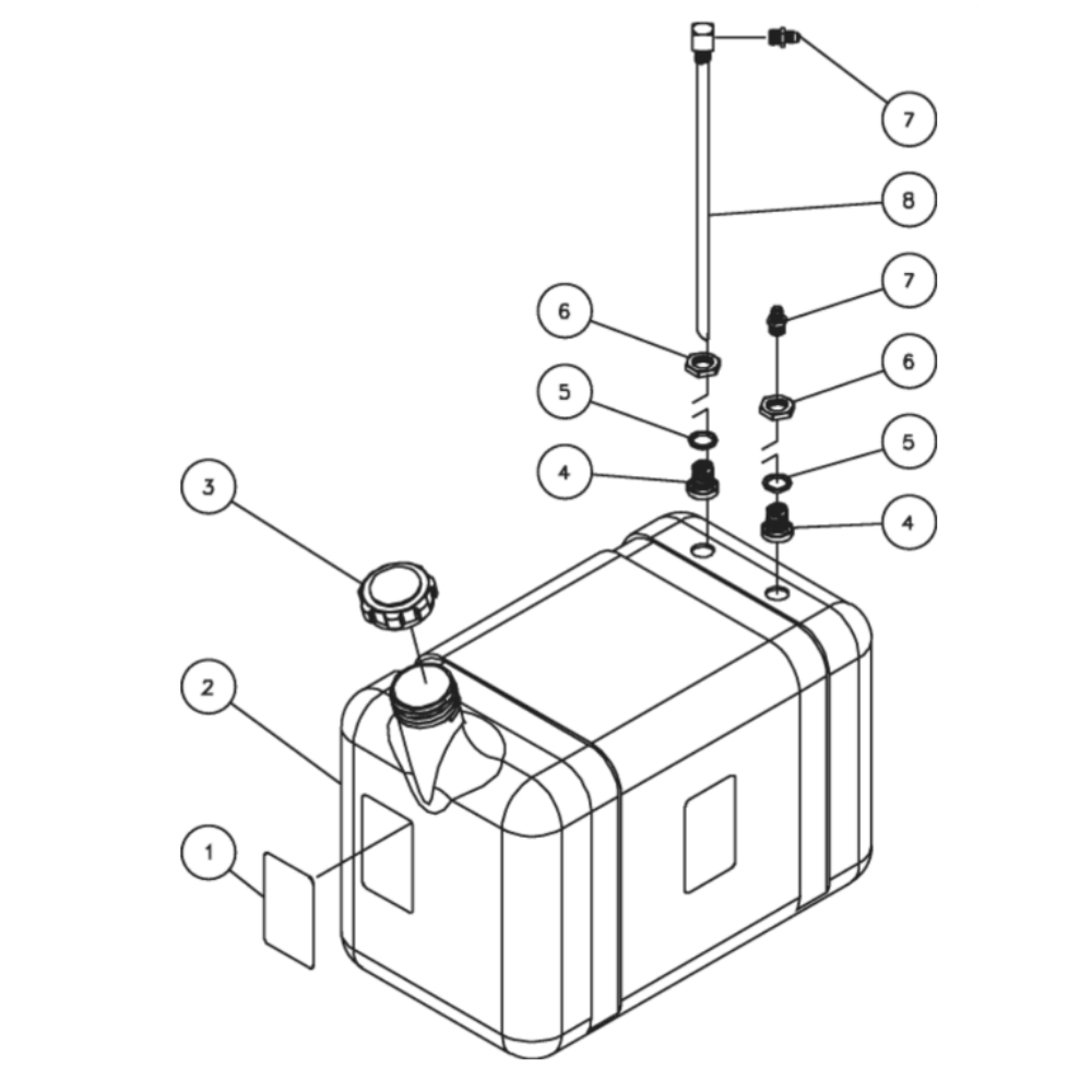 Fuel Tank Diagram and Parts List for HHD-3005-0E9G  Mi-T-M Pressure Washer