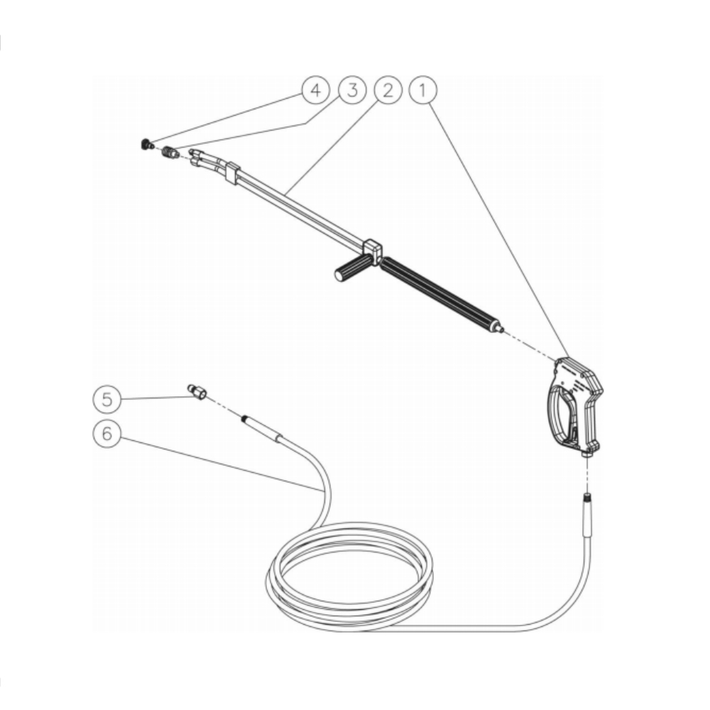 Gun/Wand/Hose Diagram and Parts List for HG-1805-3208  Mi-T-M Pressure Washer