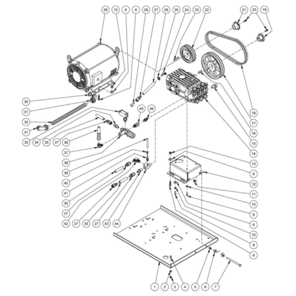 Motor/Pump Diagram and Parts List for HHS-3005-1E9A  Mi-T-M Pressure Washer