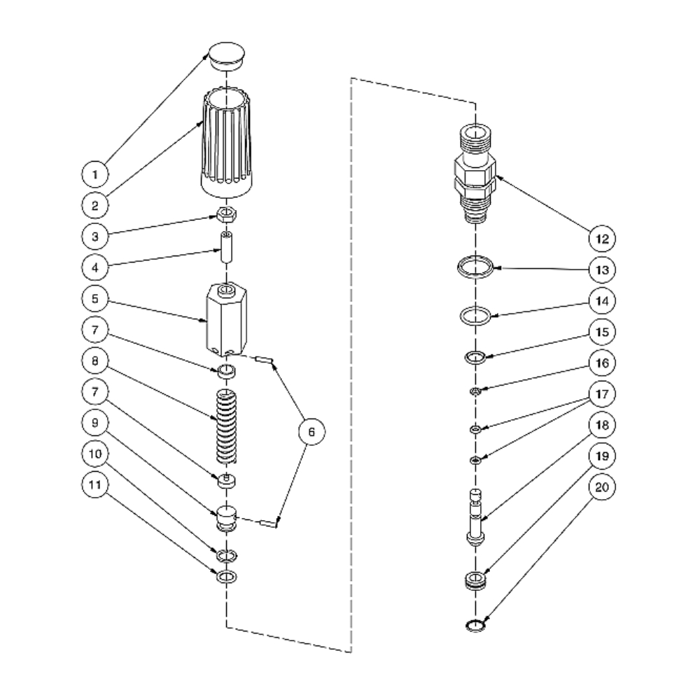 Unloader Repair Kit (70-0292) Diagram and Parts List for WP-2700-3MHB  Mi-T-M Pressure Washer