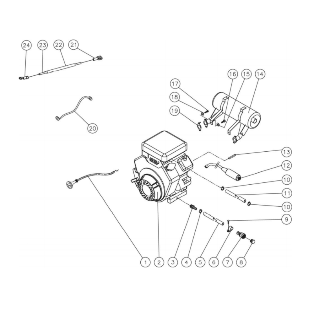 Engine Diagram and Parts List for HS-3505-0MGV  Mi-T-M Pressure Washer