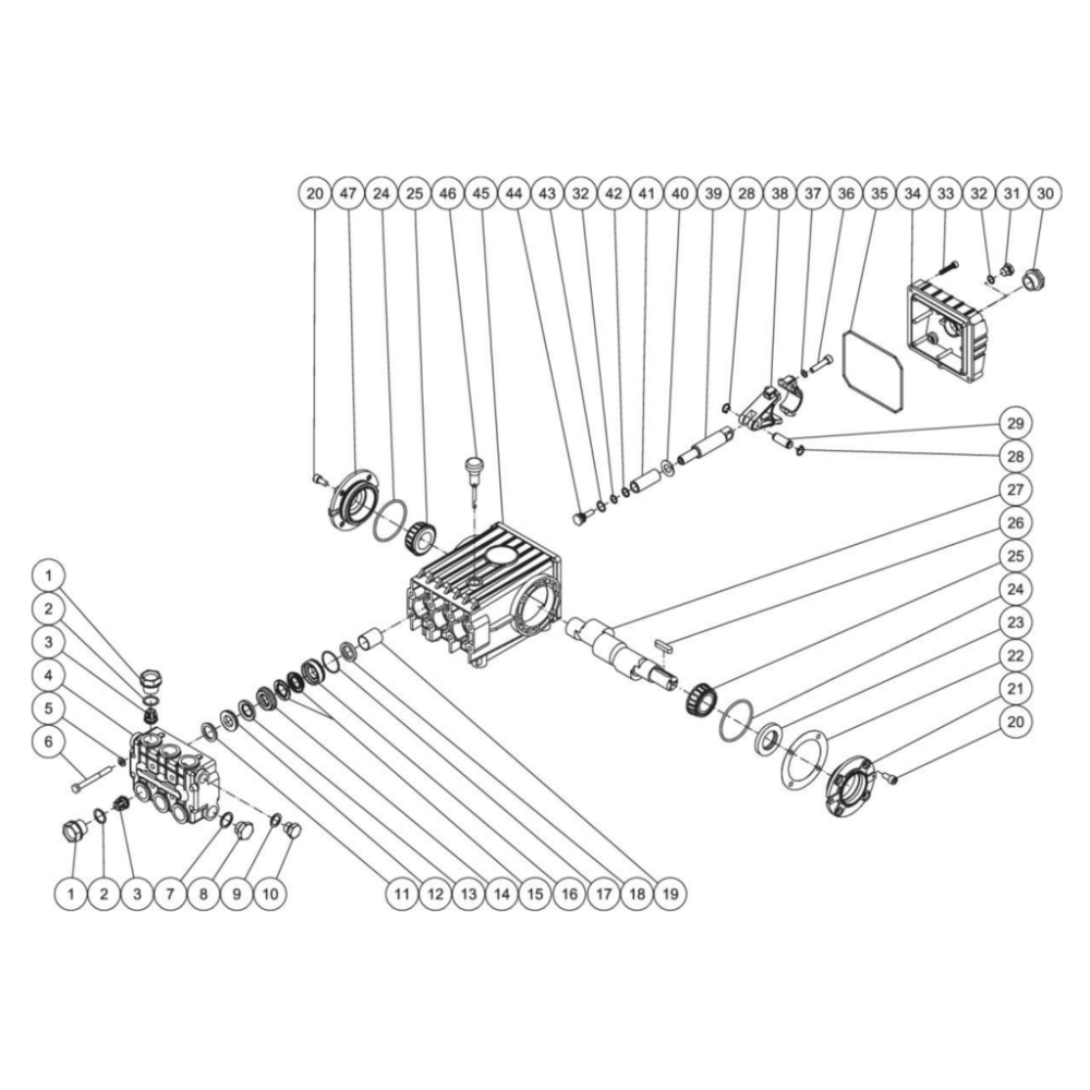 Pump Diagram and Parts List for HHS-3004-1E2G  Mi-T-M Pressure Washer
