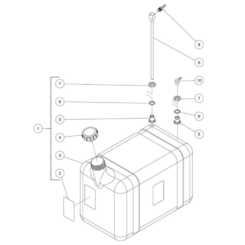 Burner Fuel Tank Diagram and Parts List for HDS-3506-0H6G  Mi-T-M Pressure Washer