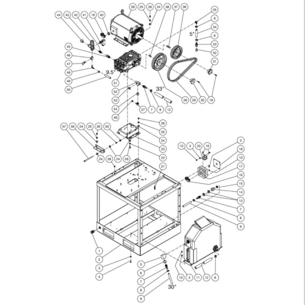 Motor Base Diagram and Parts List for HG-2004-1208  Mi-T-M Pressure Washer