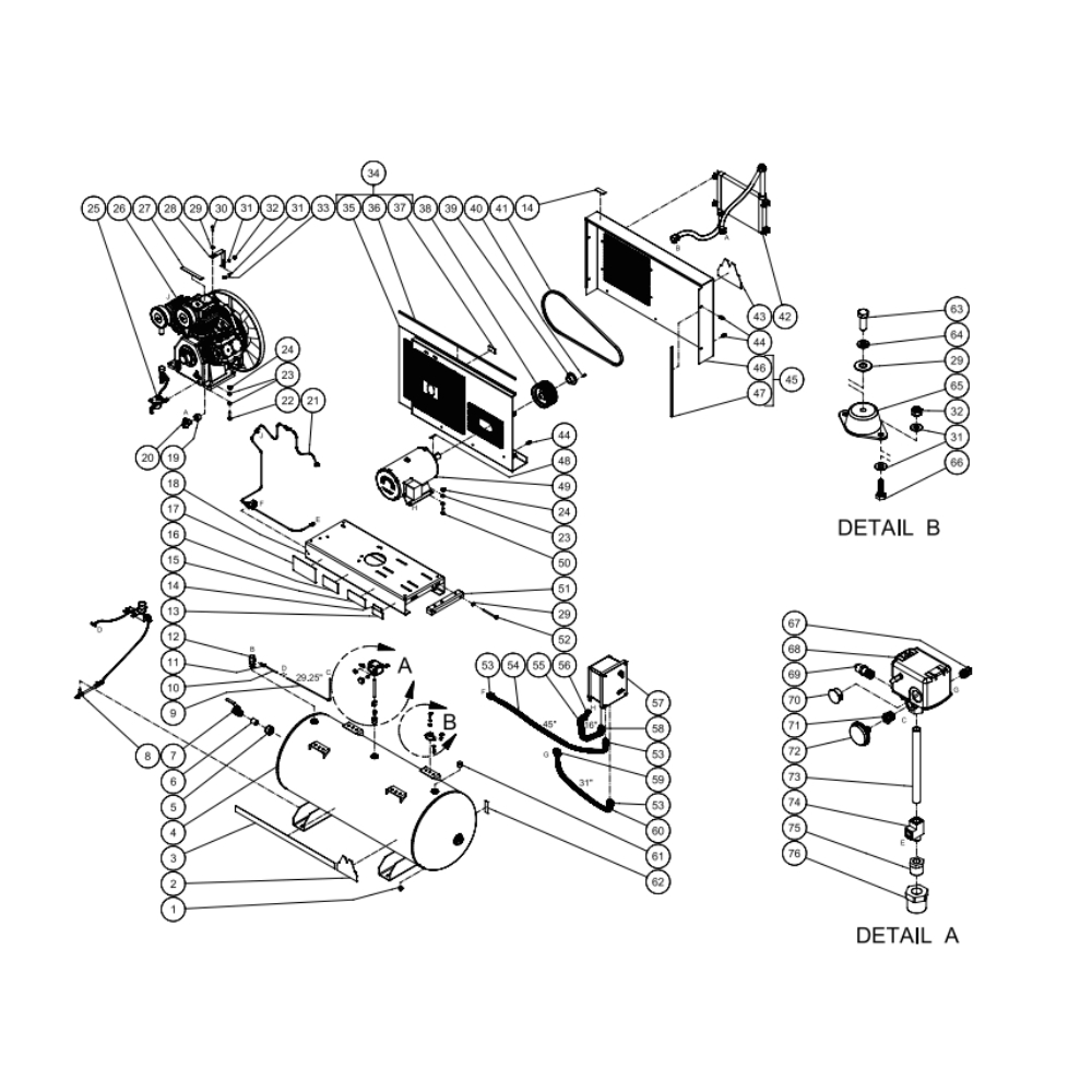 Frame Horizontal M Series Diagram and Parts List for AES-20315-120HM  Mi-T-M Compressor