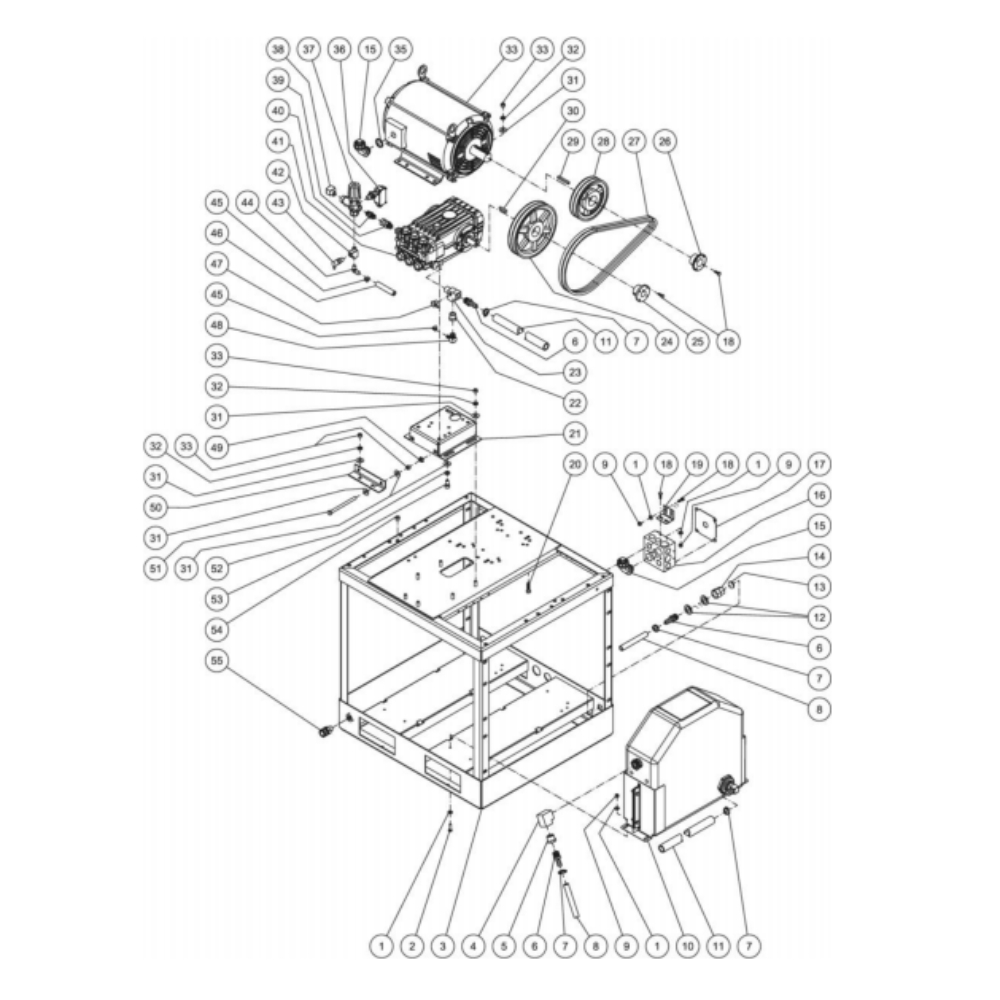 Motor Base Diagram and Parts List for HG-3004-3575  Mi-T-M Pressure Washer