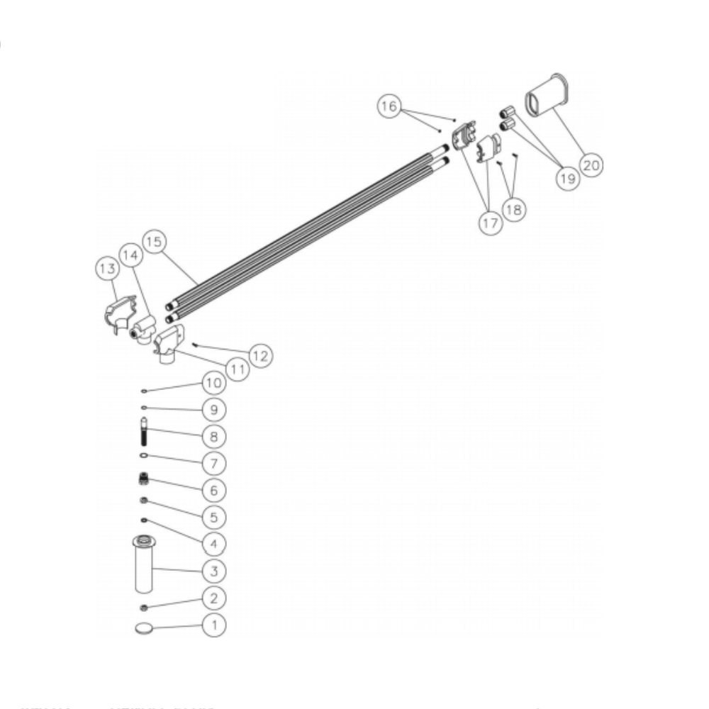 Angled Dual Lance Diagram and Parts List for HG-2004-1208  Mi-T-M Pressure Washer