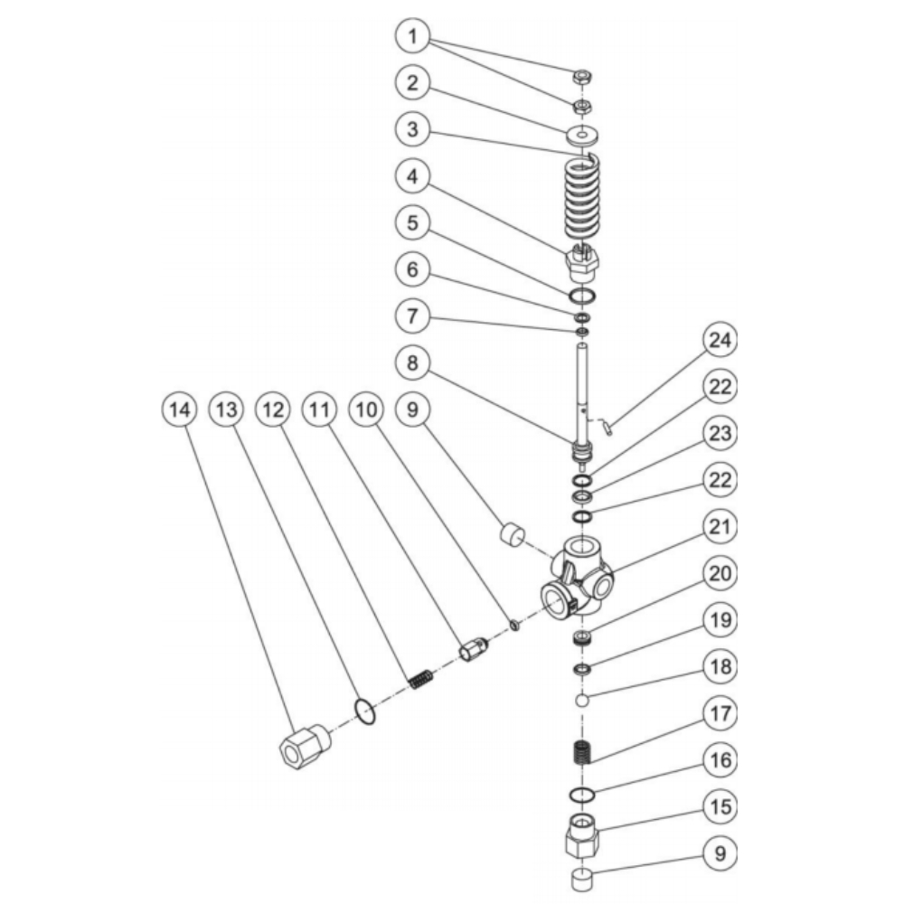 Unloader Diagram and Parts List for HDS-4005-0K6G  Mi-T-M Pressure Washer