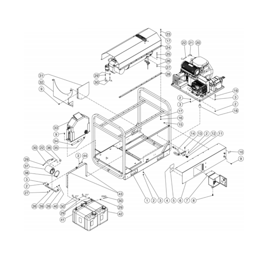 Unit Diagram and Parts List for HS-4004-0MAK  Mi-T-M Pressure Washer