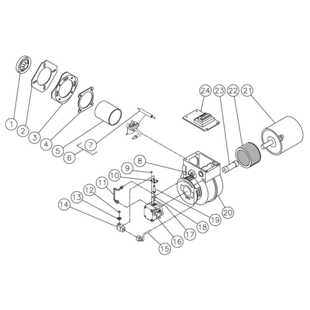 Burner Diagram and Parts List for HHS-3005-2E3G  Mi-T-M Pressure Washer