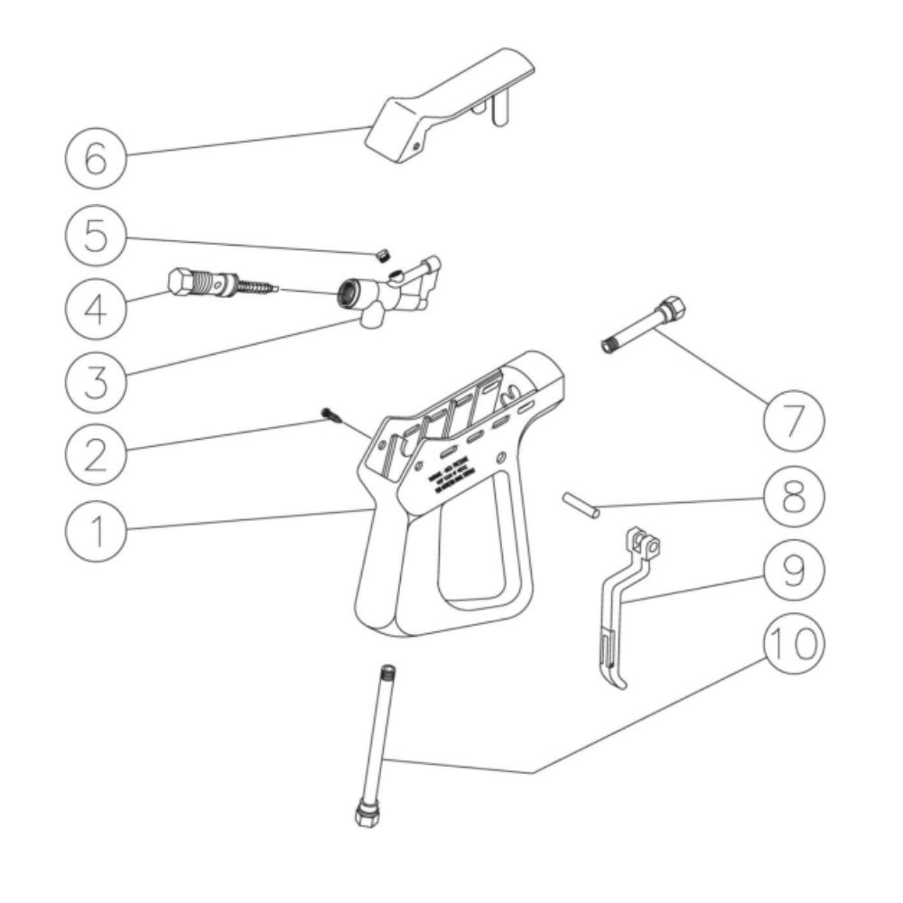 Gun Diagram and Parts List for HS-3005-0MGV  Mi-T-M Pressure Washer
