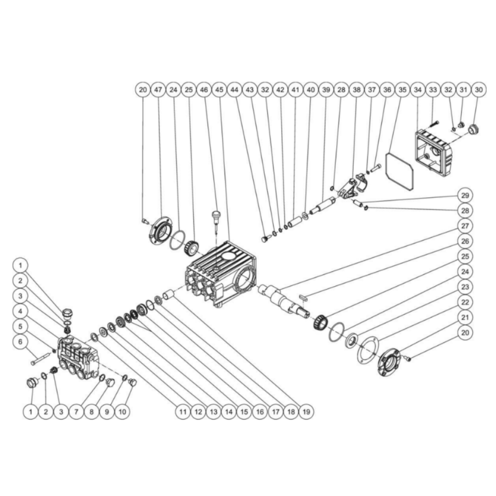 Pump Diagram and Parts List for HHS-3004-0E2G  Mi-T-M Pressure Washer