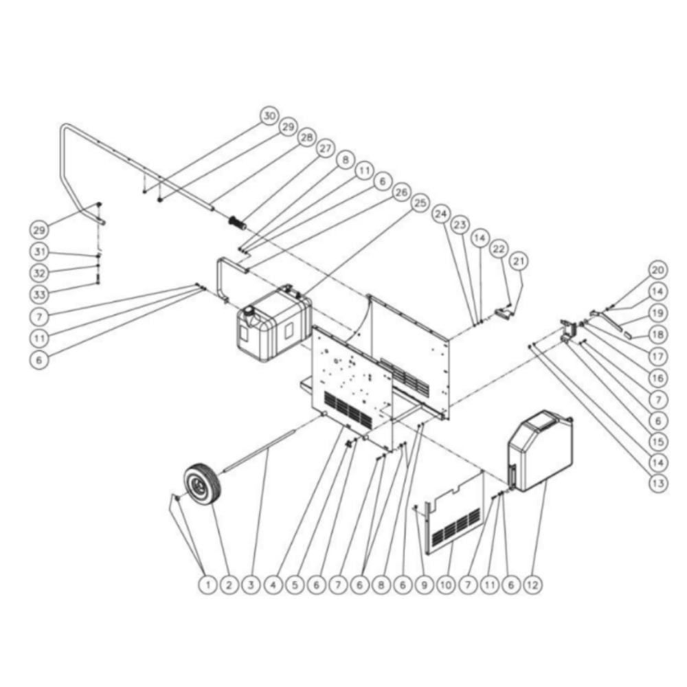 Chassis Diagram and Parts List for HHS-3004-0E3A  Mi-T-M Pressure Washer