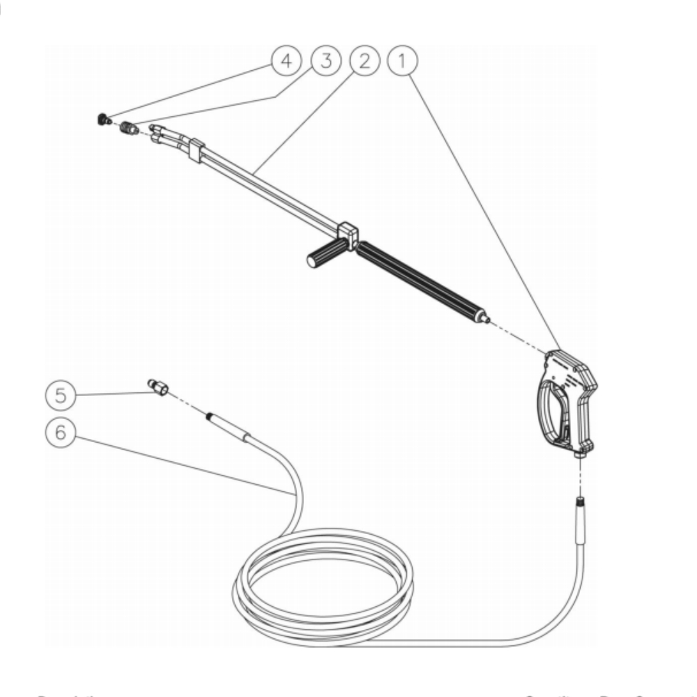 Gun/Wand/Hose Diagram and Parts List for HG-2004-3208  Mi-T-M Pressure Washer