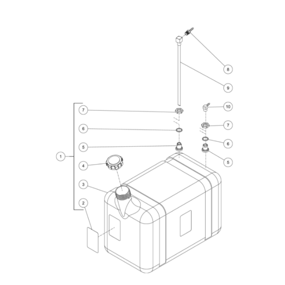Burner Fuel Tank Diagram and Parts List for HDS-3505-0R7G  Mi-T-M Pressure Washer