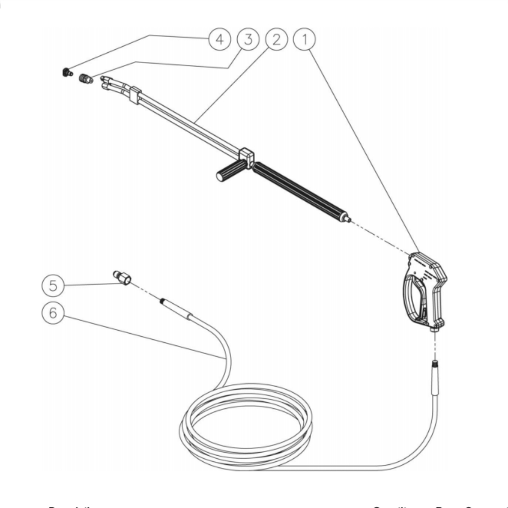 Gun/Wand/Hose Diagram and Parts List for HDC-4004-1H6A  Mi-T-M Pressure Washer
