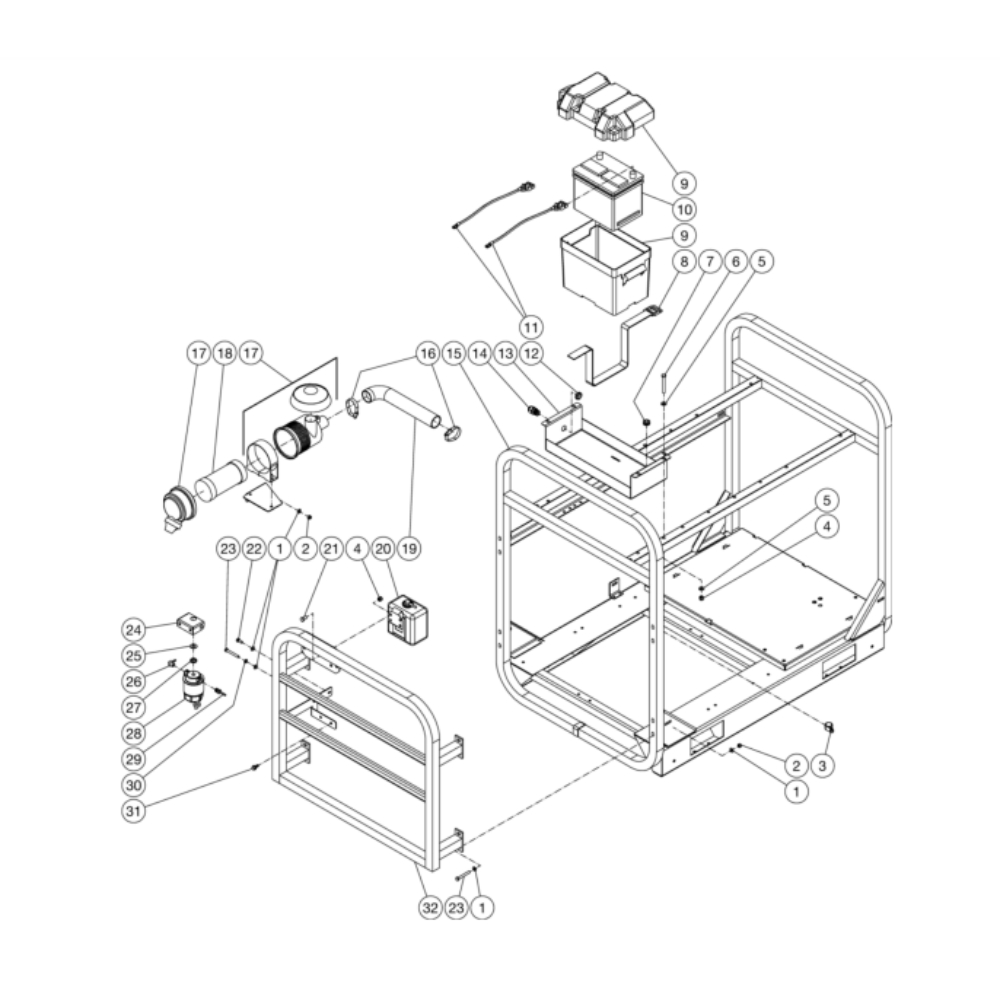 Frame Diagram and Parts List for HS-3006-0MDK  Mi-T-M Pressure Washer
