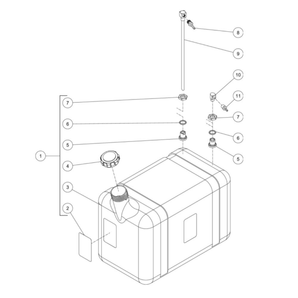 Diesel Fuel Tank Diagram and Parts List for HDS-3506-0K6A  Mi-T-M Pressure Washer