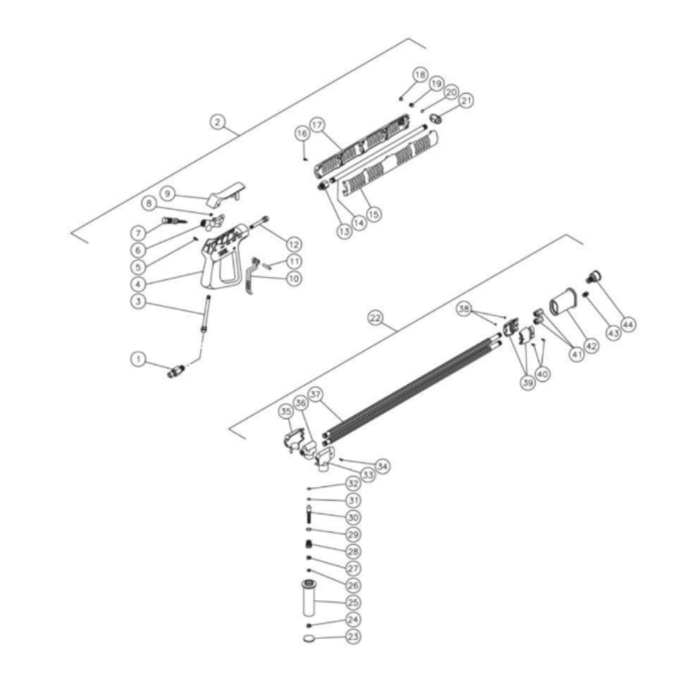 Dual Lance Diagram and Parts List for HHD-3004-0E8G  Mi-T-M Pressure Washer