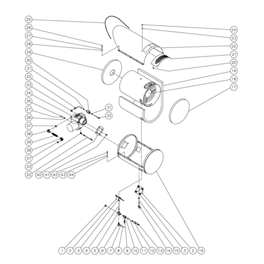 Heat Exchanger Diagram and Parts List for HHS-1002-0E1G  Mi-T-M Pressure Washer