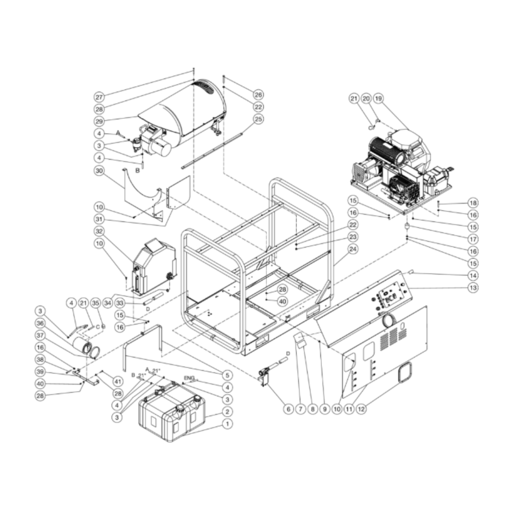 Unit Diagram and Parts List for HDS-3505-0V6A  Mi-T-M Pressure Washer