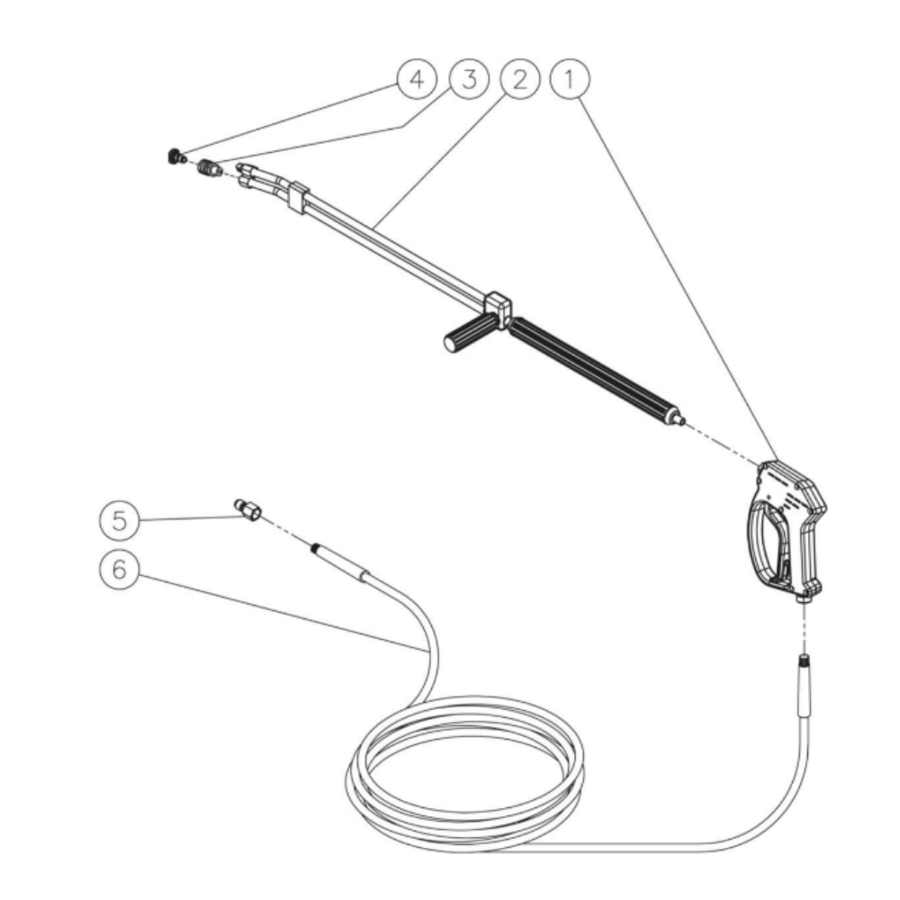 Gun/Wand/Hose Diagram and Parts List for HDS-3505-0R7G  Mi-T-M Pressure Washer