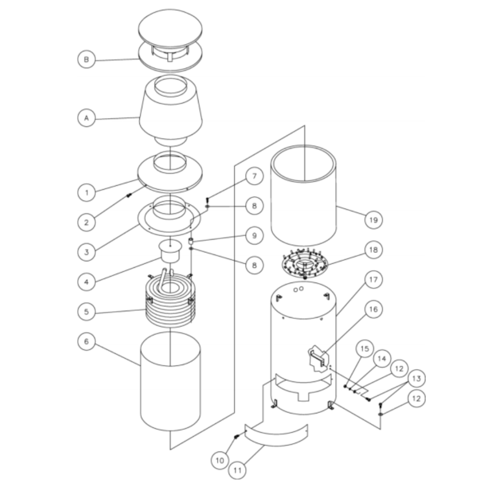 Boiler Diagram and Parts List for HG-1505-0M10  Mi-T-M Pressure Washer