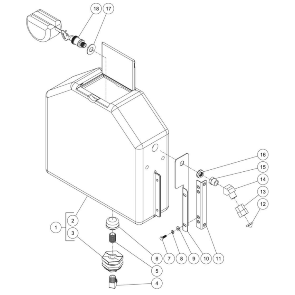 Float Tank Diagram and Parts List for HHS-2004-1E2A  Mi-T-M Pressure Washer