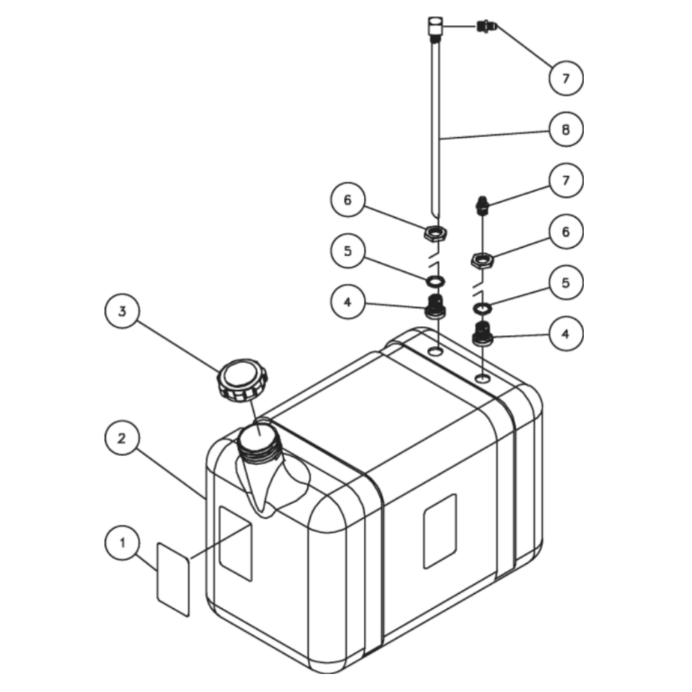 Fuel Tank Diagram and Parts List for HHD-3005-0E3G  Mi-T-M Pressure Washer