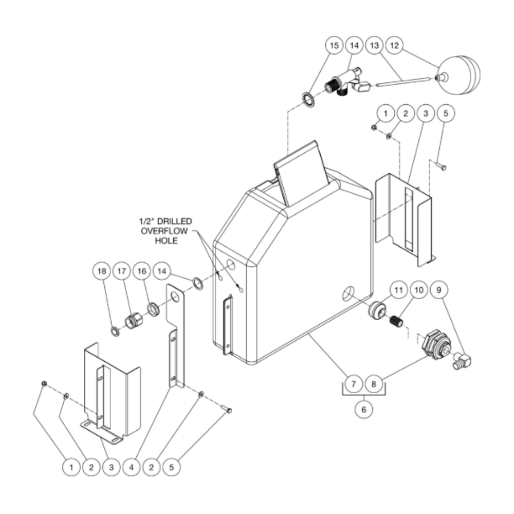 Float Tank Diagram and Parts List for HDS-3506-0K6A  Mi-T-M Pressure Washer