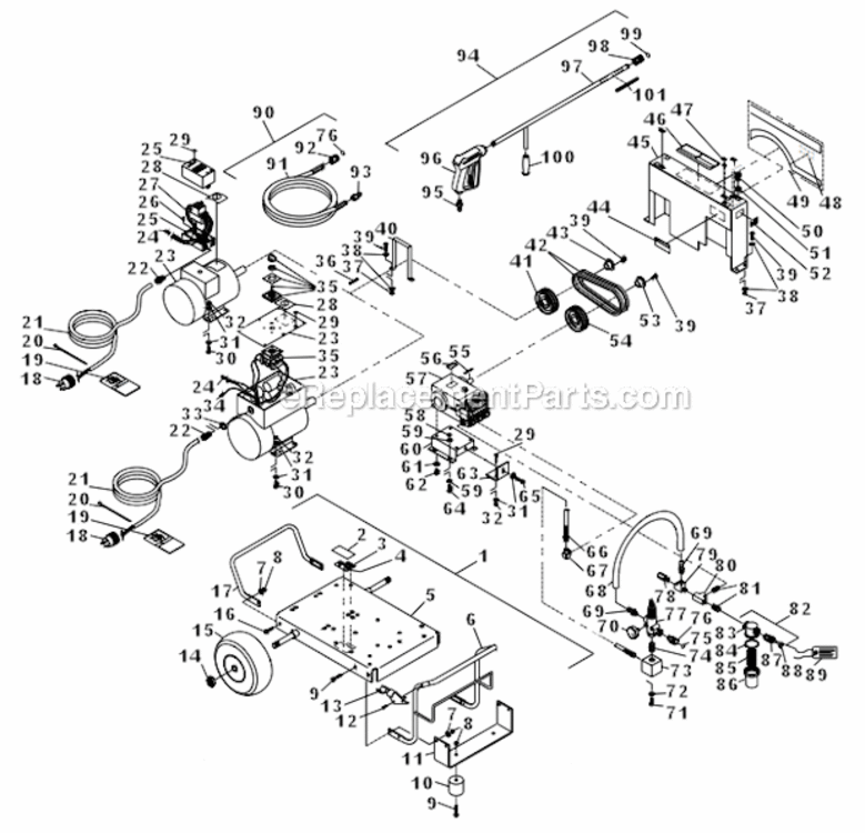 Frame_Assembly Diagram and Parts List for 3004-0ME1  Mi-T-M Pressure Washer