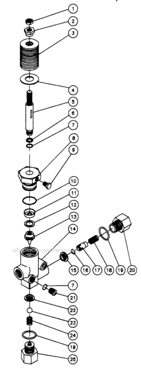 Unloader_Assembly Diagram and Parts List for 3004-0ME1  Mi-T-M Pressure Washer