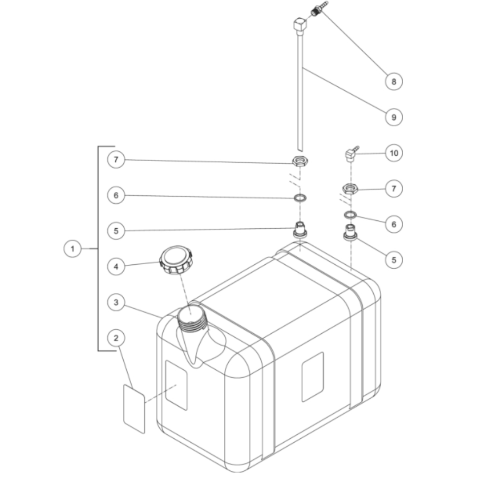 Burner Fuel Tank Diagram and Parts List for HDC-4004-1H6A  Mi-T-M Pressure Washer